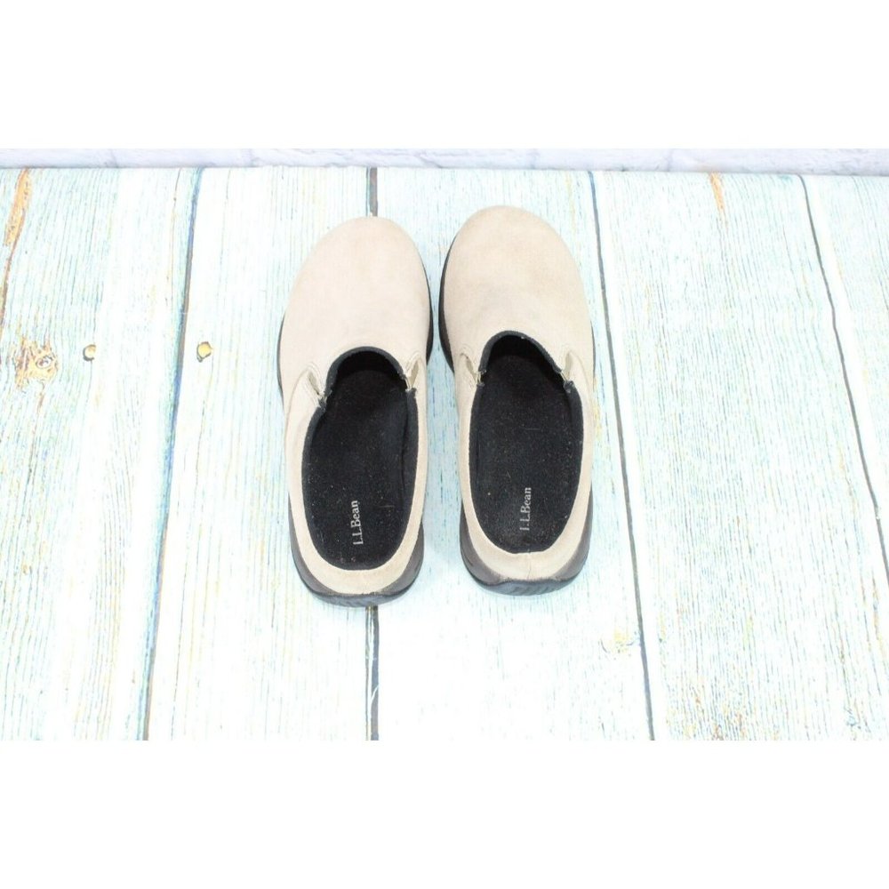 LL Bean  Tan Suede Slip-On Round Toe Mules Clogs Shoes Size 7 Medium - Picture 7 of 9
